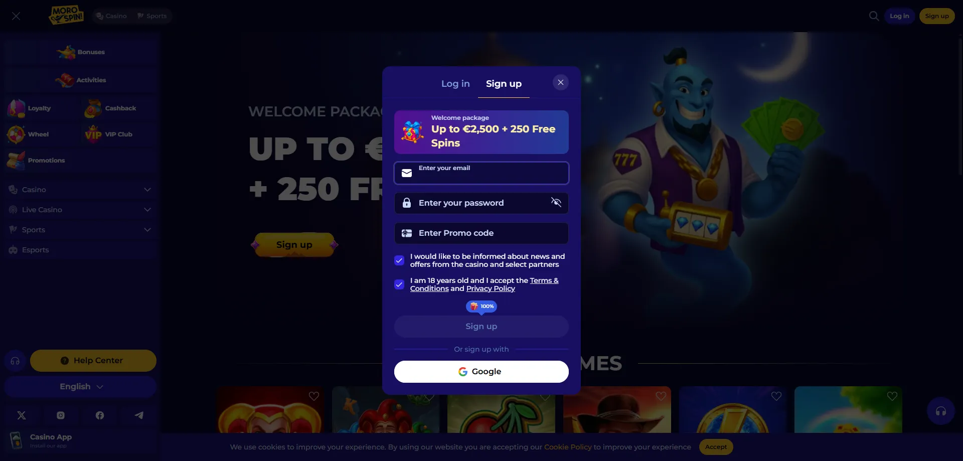 Registrazione su Morospin Casino — crea il tuo account in pochi minuti
