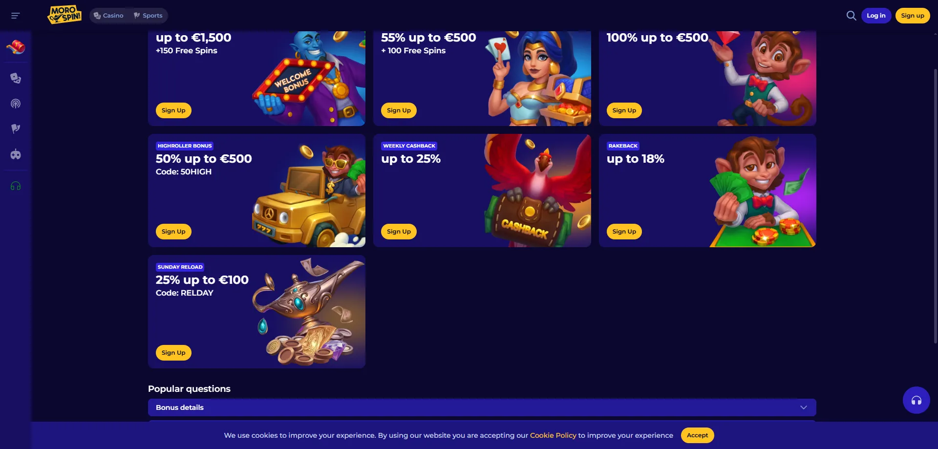 Morospin Casino bonus benvenuto fino a 1.500 euro e 250 giri gratis